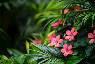 绿叶丛中绽放的娇艳小花