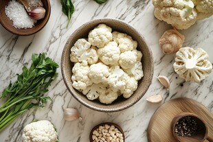 碗中花椰菜与多样佐料