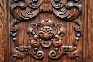 中式木雕花纹细节特写