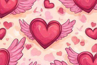 爱心翅膀图案 浪漫甜蜜风