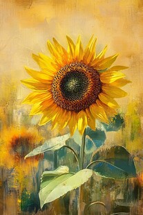 绽放的向日葵油画之美