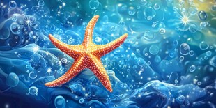 梦幻海星畅游蓝色海洋