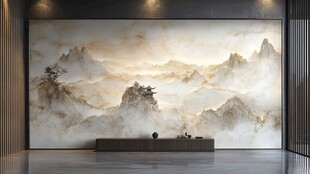 中式山水背景墙艺术美感