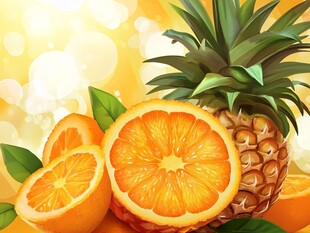 橙与菠萝的缤纷水果组合