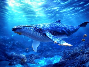 深海蓝鲸悠游美丽海底世界