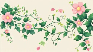 粉色藤蔓花卉装饰图案