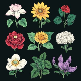 多彩花卉插画集合