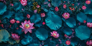 梦幻荷塘荷花荷叶景致