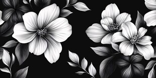 黑白花卉图案背景