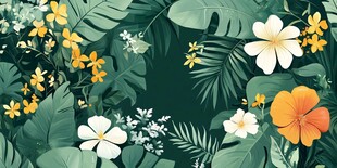 热带花卉绿植背景图