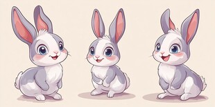 三只可爱卡通兔子形象