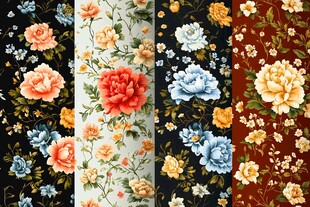 复古花卉图案面料设计
