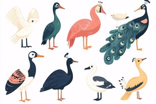 多样鸟类插画集合