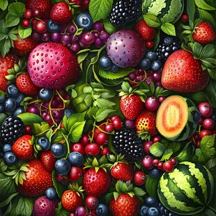 缤纷多彩的新鲜浆果集合
