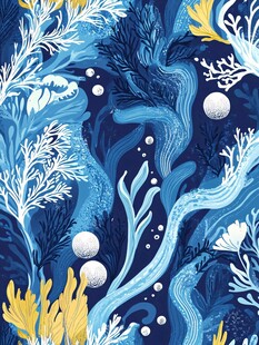 海洋奇幻植物图案背景