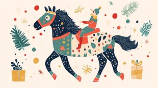 欢乐骑马者与节日元素