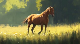 草原上奔跑的俊美棕马