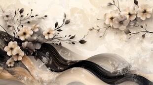 水墨花卉抽象艺术画作