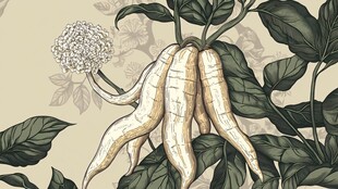 手绘人参植物插画作品