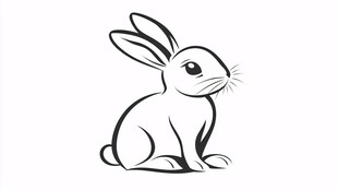 简约线条风坐立小兔子