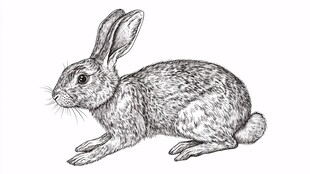 手绘野兔素描图