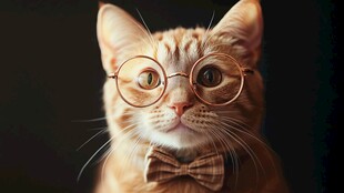 戴眼镜领结的文艺小猫咪