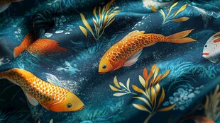 锦鲤鱼纹布料 灵动精美