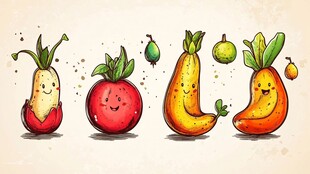 可爱卡通水果蔬菜大集合