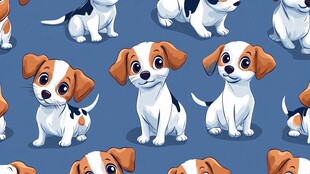 可爱小狗无缝图案设计