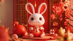 萌兔贺岁 喜庆新春氛围浓