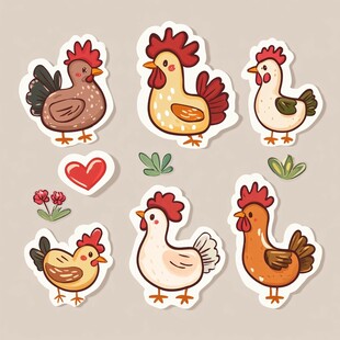 可爱卡通小鸡贴纸图案