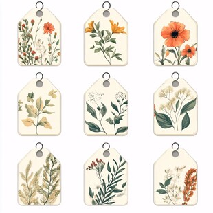 花卉植物标签图案设计