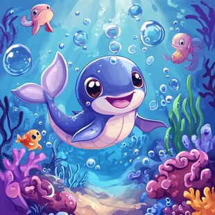 可爱小鲸鱼的海底欢乐世界