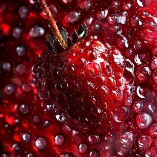 水润红草莓 晶莹水珠覆盖