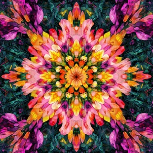 绚丽多彩花卉对称图案