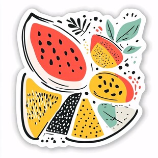 多彩水果贴纸图案