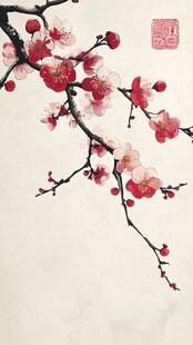 红梅傲雪图