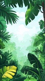 热带丛林绿意盎然的景象