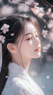 汉服女子沐于烂漫花下