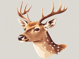 可爱斑点鹿头部插画