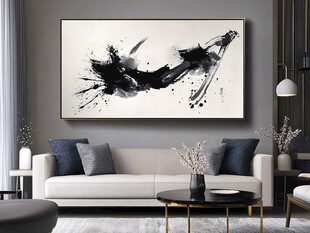 水墨挂画装点现代简约客厅