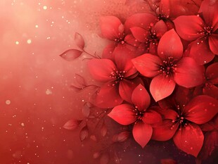 红色繁花梦幻背景图