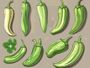 绿辣椒插画集合