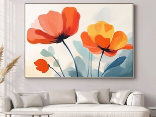 客厅中的花卉艺术挂画