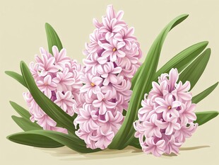 粉色风信子花卉插画