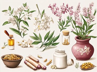 草本花卉与药用制品集合