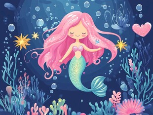 梦幻美人鱼畅游海底世界