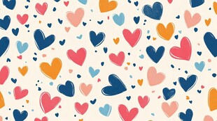 多彩爱心无缝图案背景