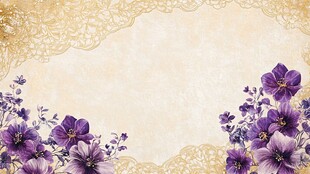 紫色花卉与蕾丝边框背景