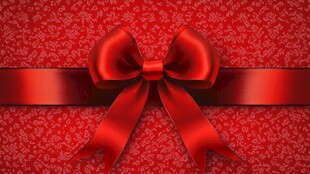 红色蝴蝶结节日背景图